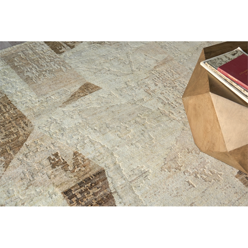 Moderno Hand-Knotted New Zealand Wool Beige/Taupe/Brown 8'x10' Area Rug