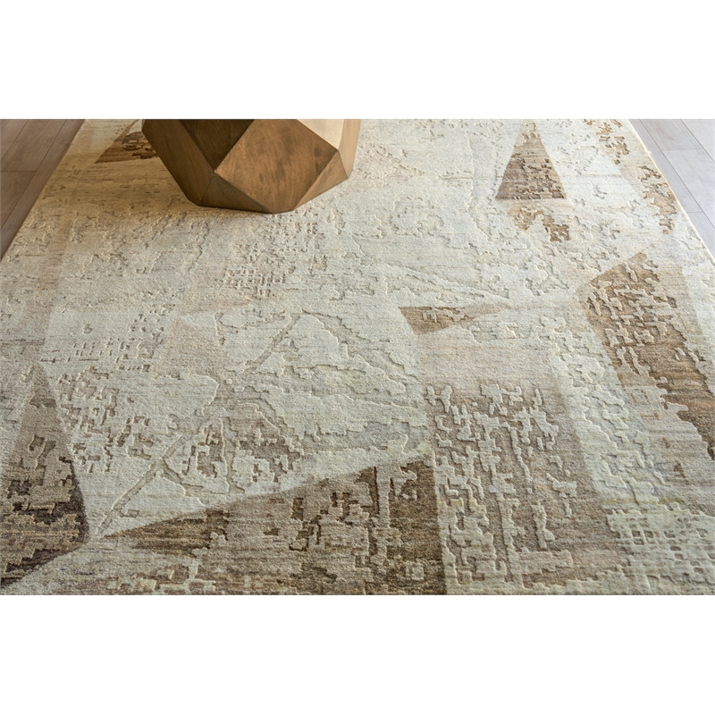 Moderno Hand-Knotted New Zealand Wool Beige/Taupe/Brown 8'x10' Area Rug