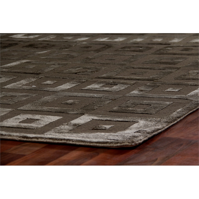 Metro Velvet Hand-Knotted Wool/Viscose Khaki 10'x14' Area Rug