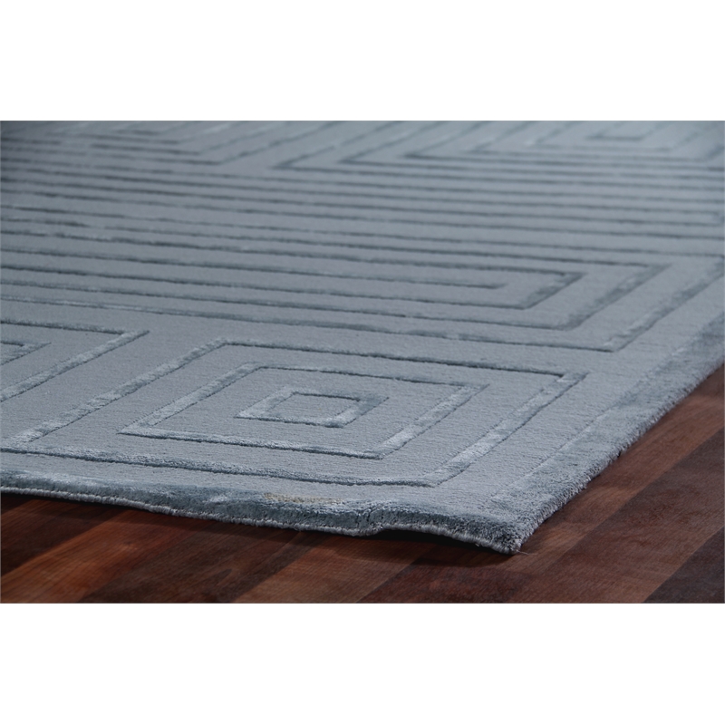 Metro Velvet Hand-Knotted Wool/Viscose Aqua 9'x12' Area Rug