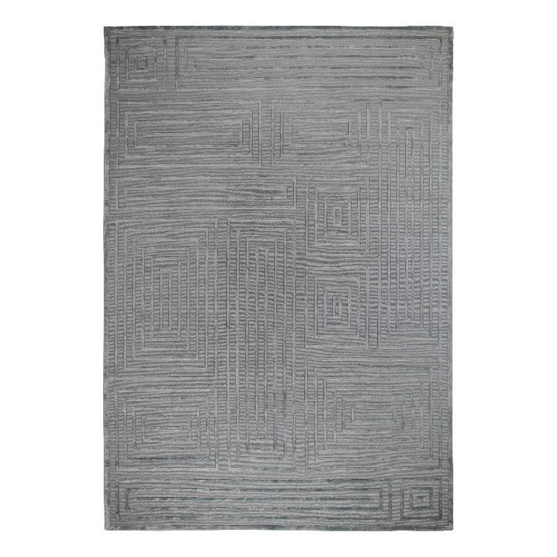 Metro Velvet Hand-Knotted Wool/Viscose Aqua 9'x12' Area Rug