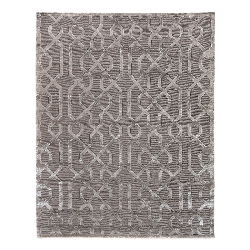 Metro Velvet Hand-Knotted Wool/Viscose Silver 12'x15' Area Rug
