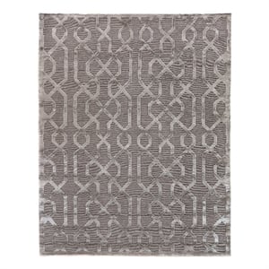 Metro Velvet Hand-Knotted Wool/Viscose Silver 12'x15' Area Rug
