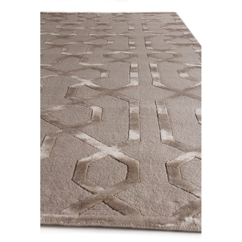 Metro Velvet Hand-Knotted Wool/Viscose Light Beige 12'x15' Area Rug