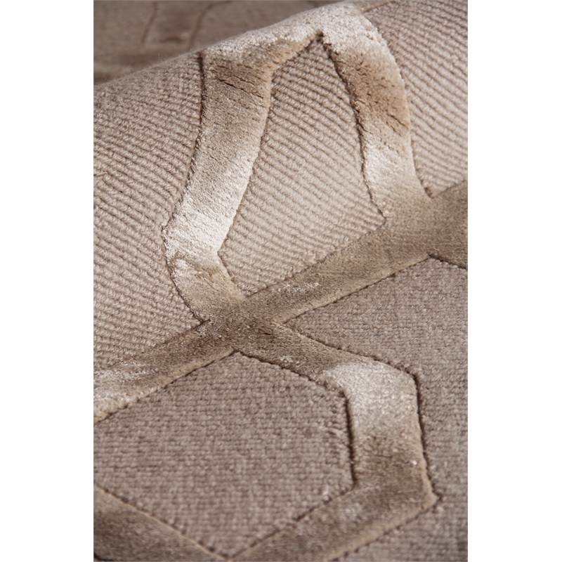 Metro Velvet Hand-Knotted Wool/Viscose Light Beige 5'x7' Area Rug