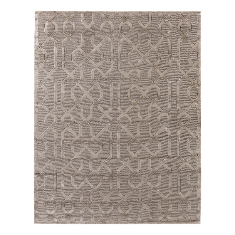 Metro Velvet Hand-Knotted Wool/Viscose Light Beige 8'x10' Area Rug