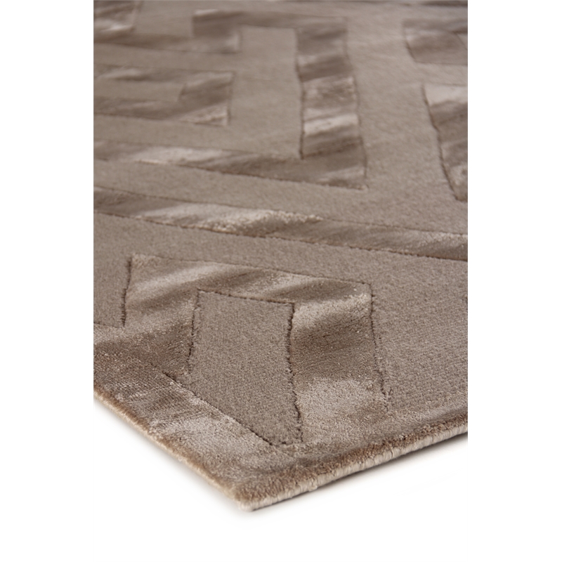 Metro Velvet Hand-Knotted Wool/Viscose Light Beige 8'x10' Area Rug