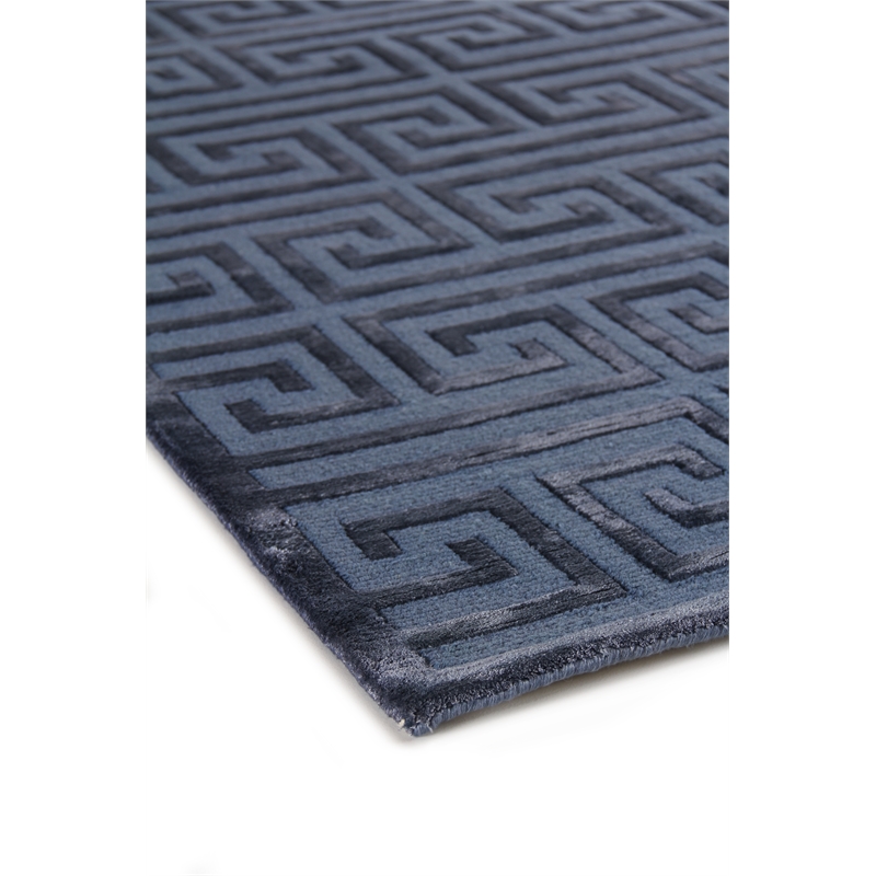 Metro Velvet Hand-Knotted Wool/Viscose Blue 9'x12' Area Rug