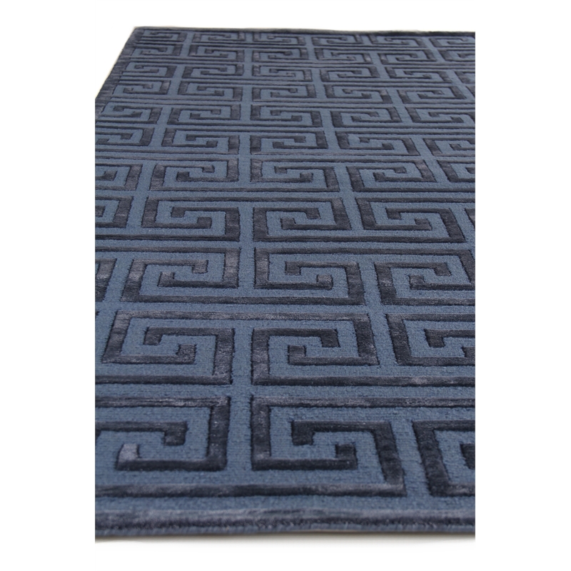 Metro Velvet Hand-Knotted Wool/Viscose Blue 9'x12' Area Rug
