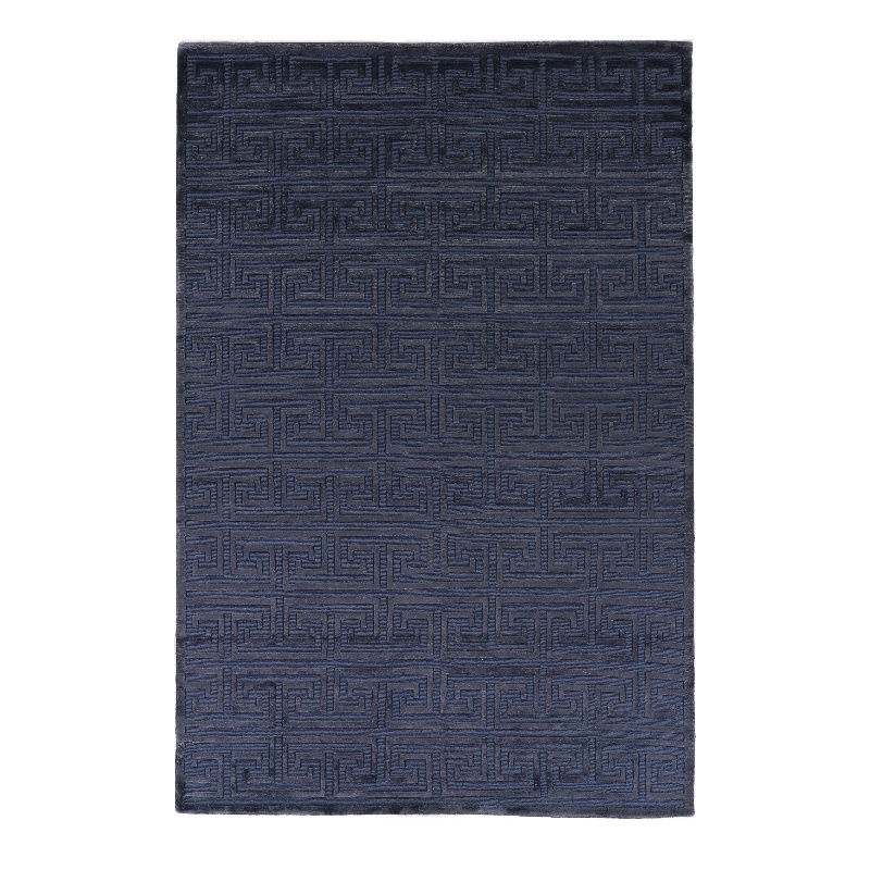 Metro Velvet Hand-Knotted Wool/Viscose Blue 9'x12' Area Rug