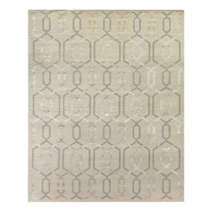Milano Velvet Hand-Knotted Wool/Viscose Ivory 8'x10' Area Rug