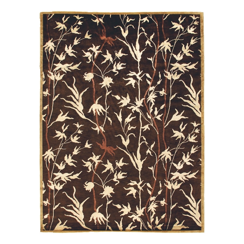 Milano Velvet Hand-Knotted Wool/Bamboo Silk Brown/Ivory 9'6