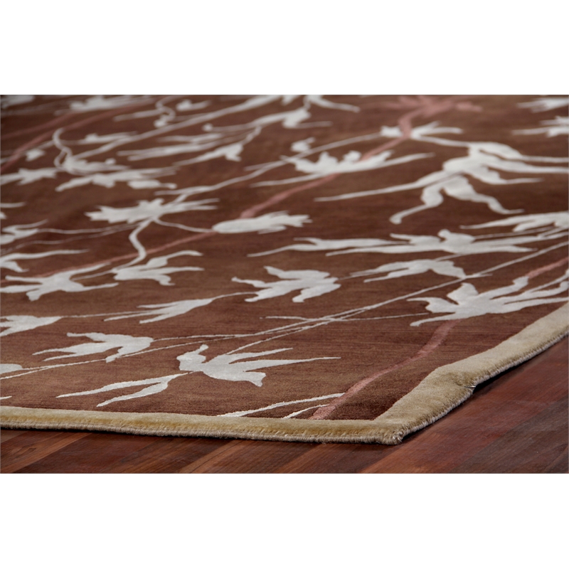 Milano Velvet Hand-Knotted Wool/Bamboo Silk Brown/Ivory 9'x10' Area Rug