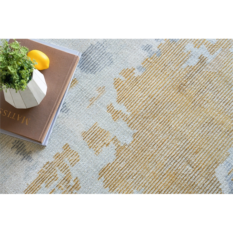 Mineral Handloomed Wool/Bamboo Silk Silver/Gold 10'x14' Area Rug