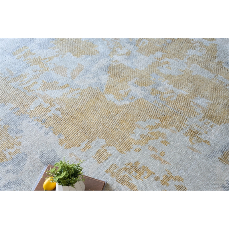 Mineral Handloomed Wool/Bamboo Silk Silver/Gold 14'x18' Area Rug