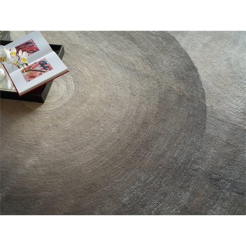 Mitomo Hand-Tufted Wool/Bamboo Silk Charcoal/Ivory 9'x12' Area Rug