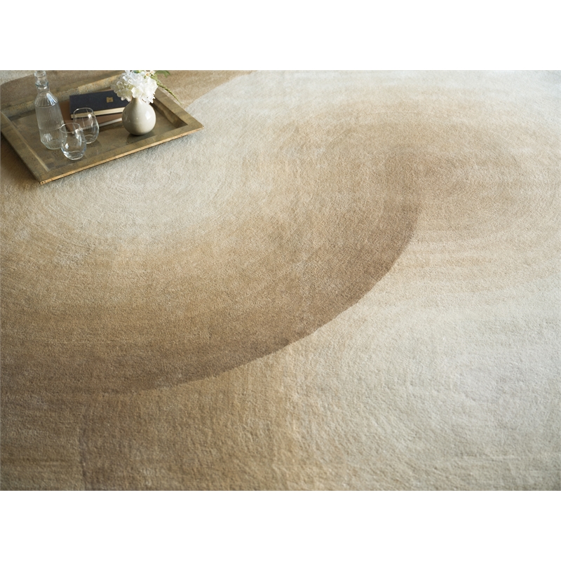 Mitomo Hand-Tufted Wool/Bamboo Silk Light Beige/Ivory 12'x15' Area Rug