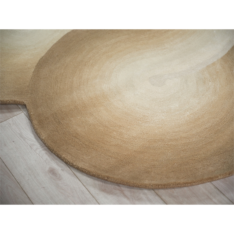 Mitomo Hand-Tufted Wool/Bamboo Silk Light Beige/Ivory 5'x7' Shape Area Rug