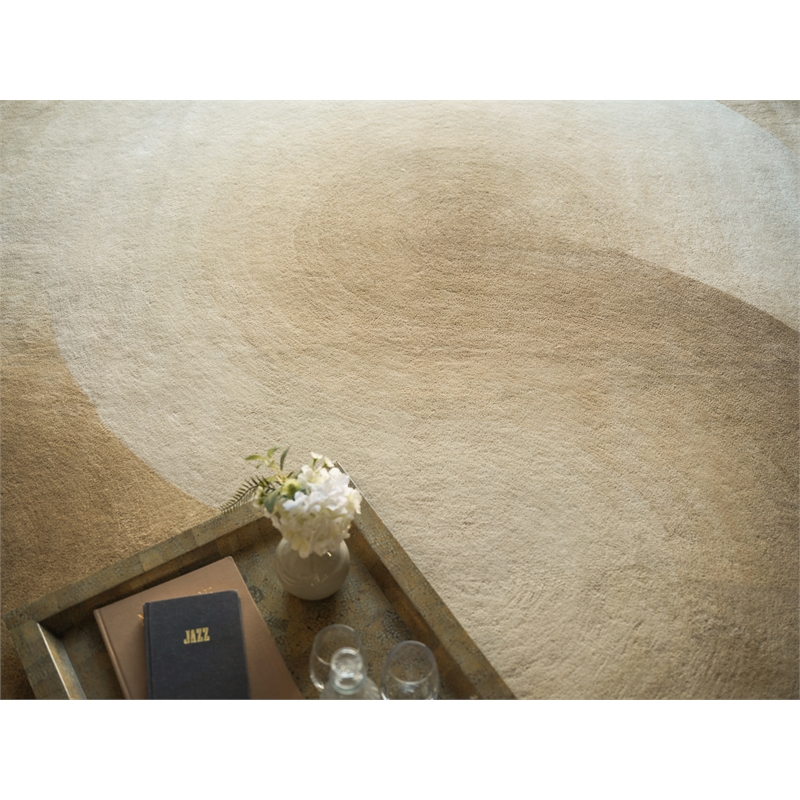 Mitomo Hand-Tufted Wool/Bamboo Silk Light Beige/Ivory 8'x10' Area Rug