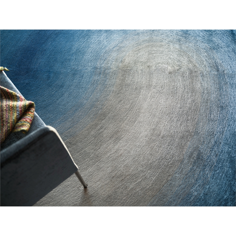 Mitomo Hand-Tufted Wool/Bamboo Silk Navy/Gray 9'x12' Area Rug