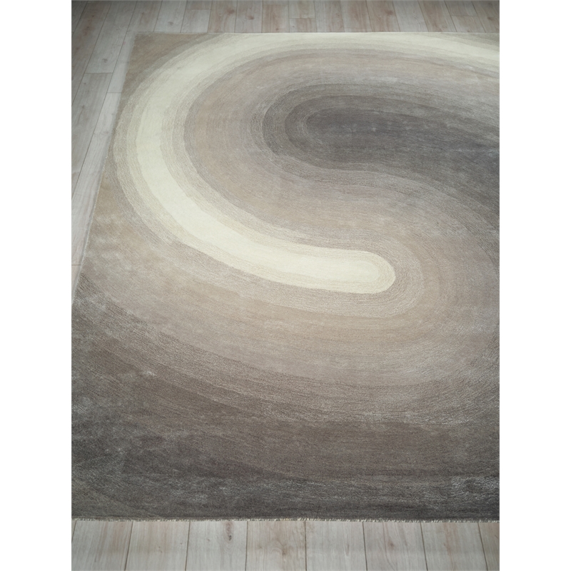 Mitomo Hand-Tufted Wool/Bamboo Silk Charcoal/Ivory 10'x14' Area Rug