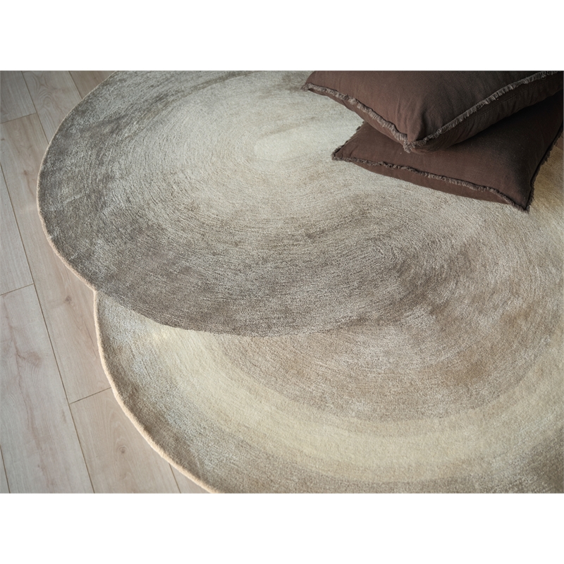 Mitomo Hand-Tufted Wool/Bamboo Silk Charcoal/Ivory 5'x7' Shape Area Rug