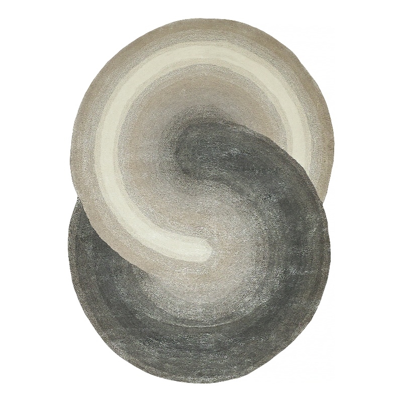 Mitomo Hand-Tufted Wool/Bamboo Silk Charcoal/Ivory 5'x7' Shape Area Rug
