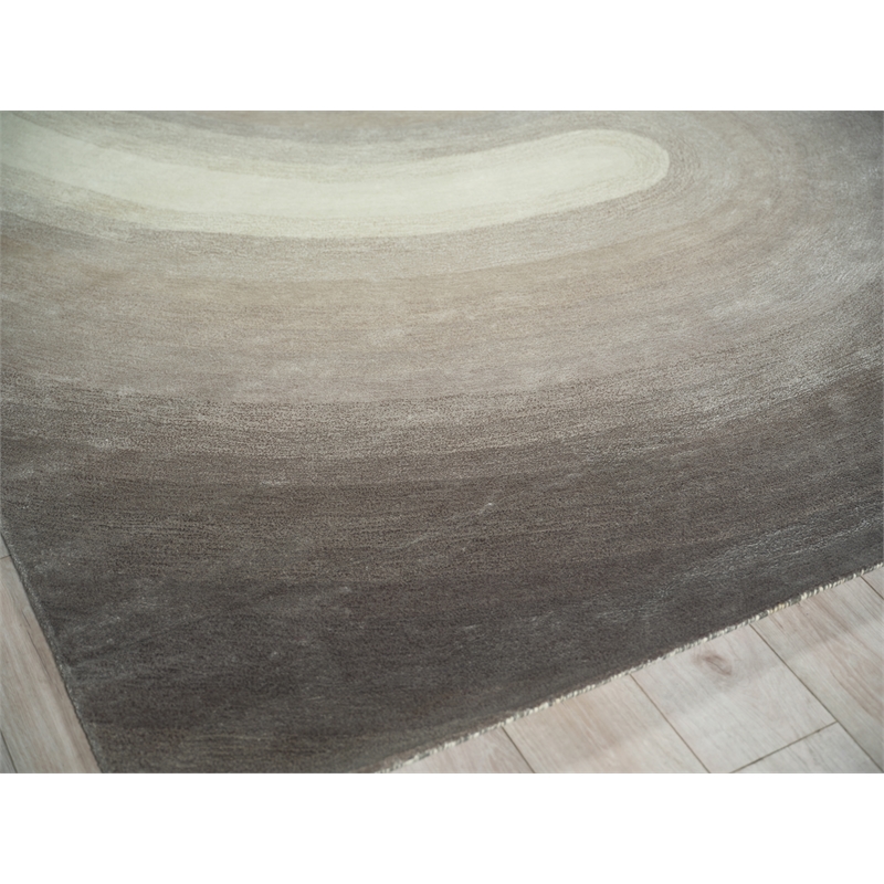 Mitomo Hand-Tufted Wool/Bamboo Silk Charcoal/Ivory 9'x12' Area Rug