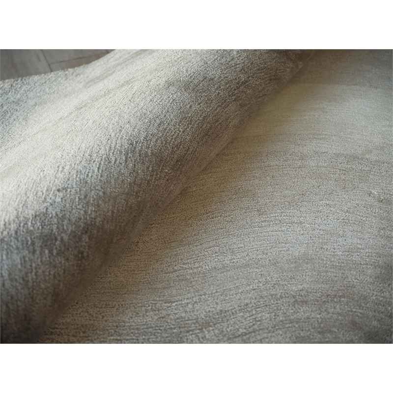 Mitomo Hand-Tufted Wool/Bamboo Silk Charcoal/Ivory 9'x12' Area Rug