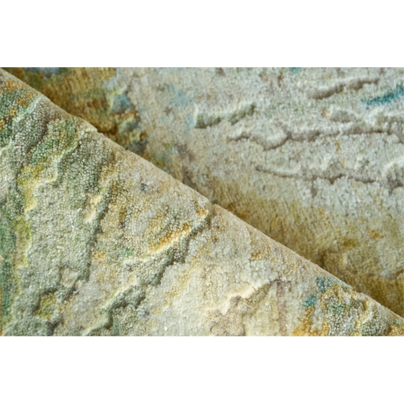 Moderno Hand-Knotted New Zealand Wool Yellow/Green/Blue 8'x10' Area Rug