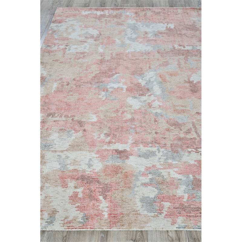 Mineral Handloomed Wool/Bamboo Silk Red Orange 10'x14' Area Rug