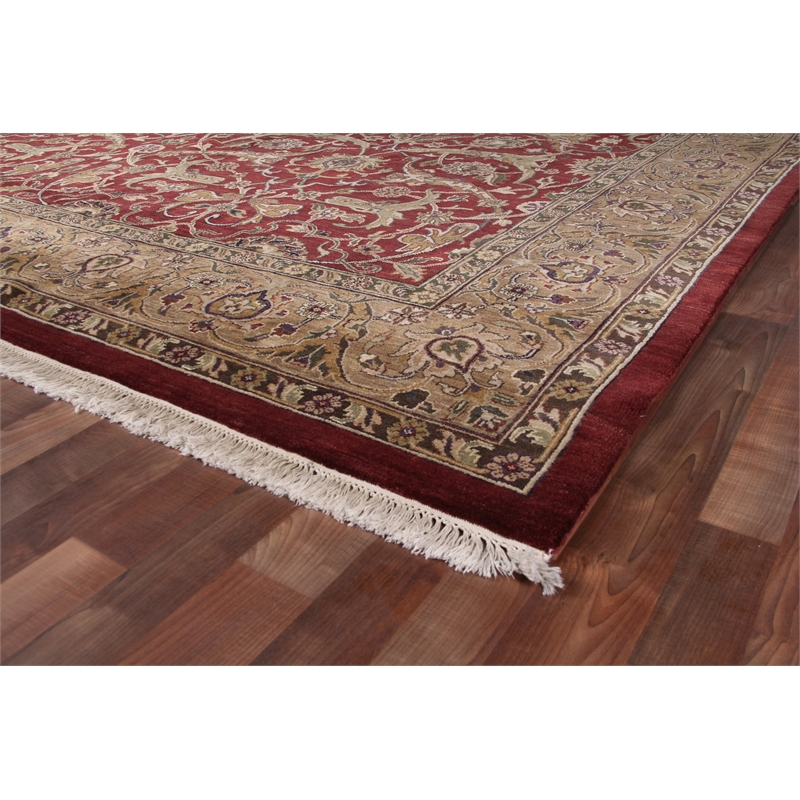 Moghul Hand-Knotted New Zealand Wool Red/Gold 14'x18' Area Rug