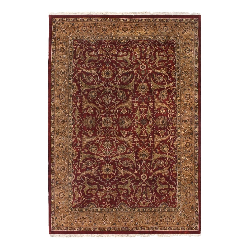 Moghul Hand-Knotted New Zealand Wool Red/Gold 14'x18' Area Rug