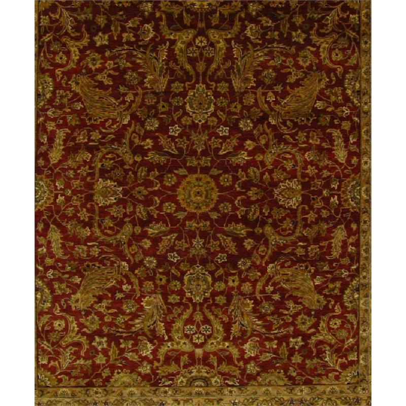 Moghul Hand-Knotted New Zealand Wool Red/Gold 5'6