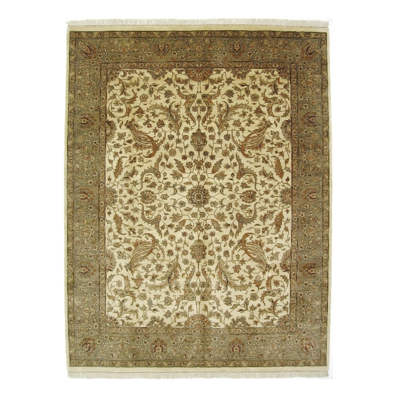 Moghul Hand-Knotted New Zealand Wool Gold/Green 14'x18' Area Rug