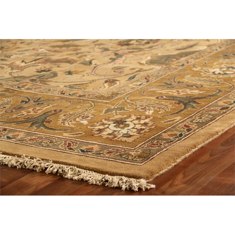 Moghul Hand-Knotted New Zealand Wool Maize/Gold 9'x10' Area Rug