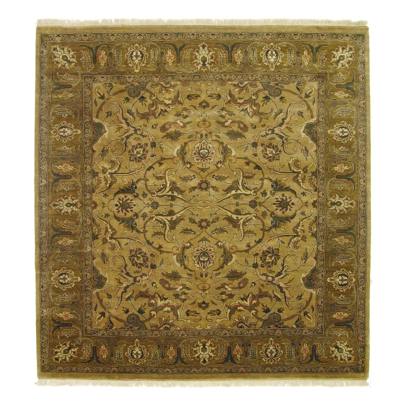 Moghul Hand-Knotted New Zealand Wool Maize/Gold 9'x10' Area Rug