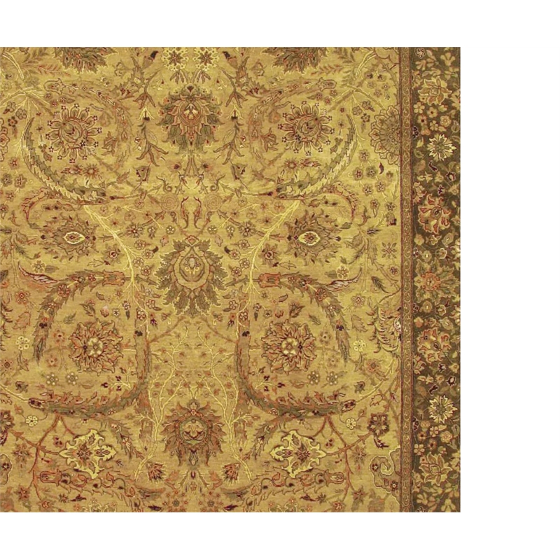 Moghul Hand-Knotted New Zealand Wool Wheat/Brown 8'x8' Round Area Rug