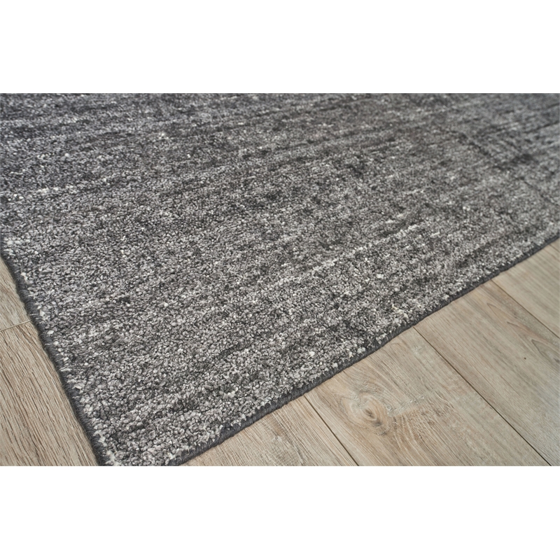 Montero Handloomed Wool/Pet Yarn Black/Ivory 2'x3' Area Rug