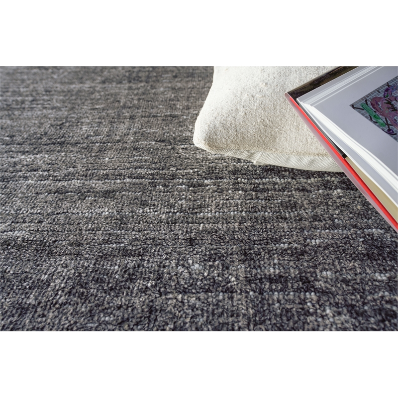 Montero Handloomed Wool/Pet Yarn Black/Ivory 2'x3' Area Rug