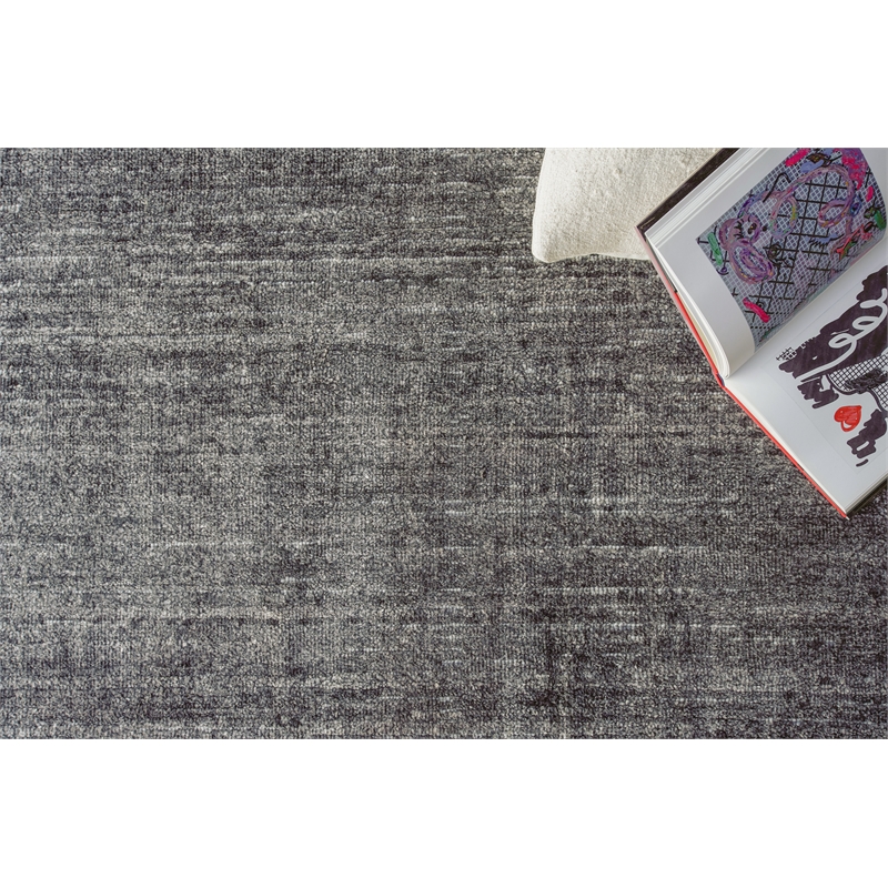 Montero Handloomed Wool/Pet Yarn Black/Ivory 2'x3' Area Rug