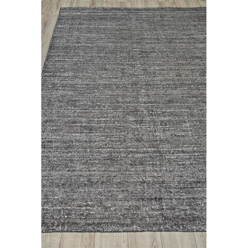 Montero Handloomed Wool/Pet Yarn Black/Ivory 8'x10' Area Rug