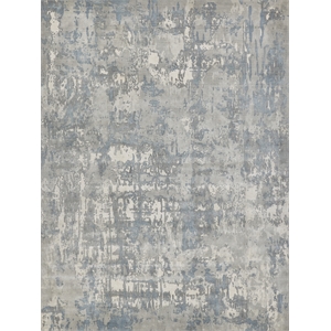 Murano Handloomed Wool/Bamboo Silk Silver/Blue 9'x12' Area Rug