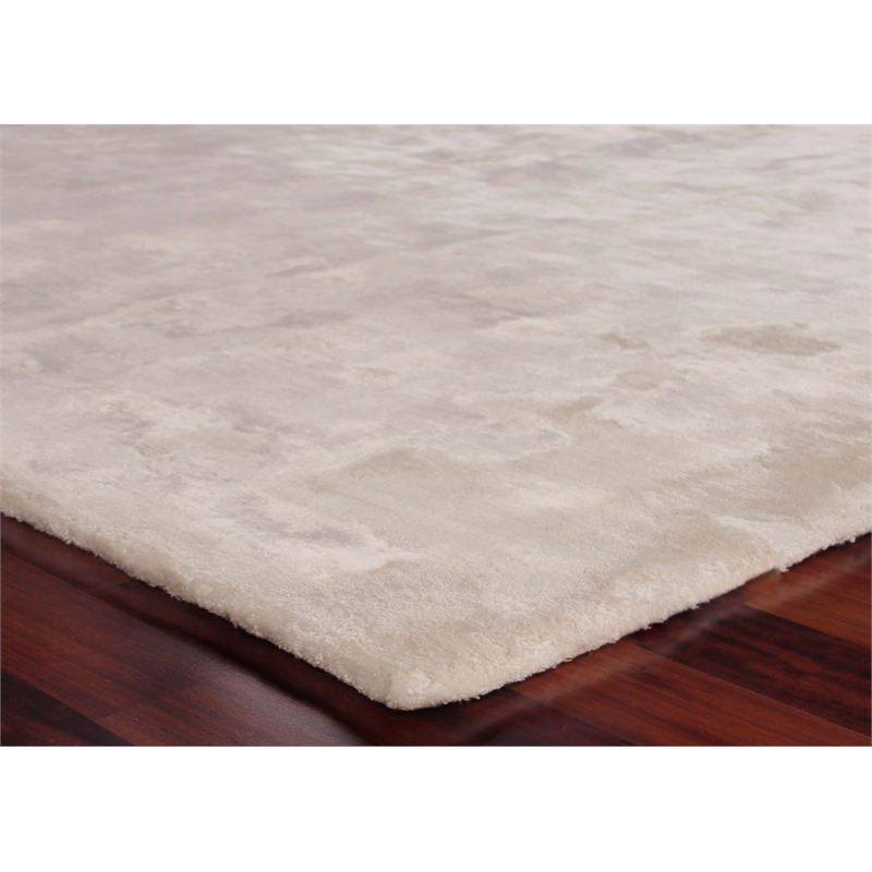 Mohair Handloomed Bamboo Silk/Wool Ivory 6'x9' Area Rug