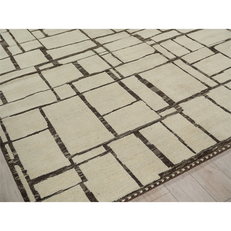 Mojave Hand-Knotted New Zealand Wool Ivory/Espresso 10'x14' Area Rug