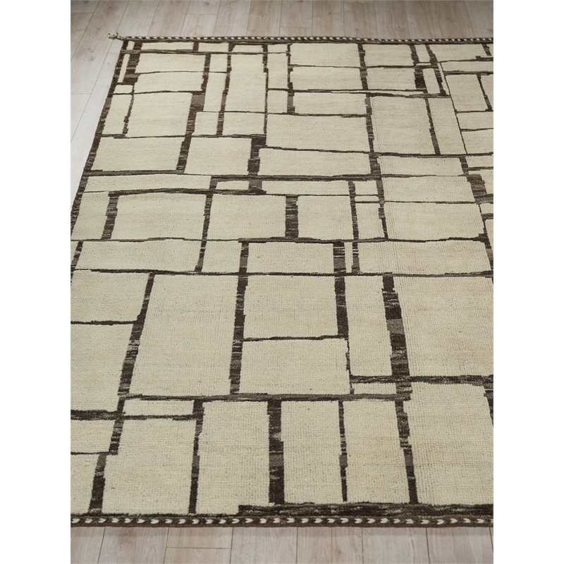 Mojave Hand-Knotted New Zealand Wool Ivory/Espresso 10'x14' Area Rug