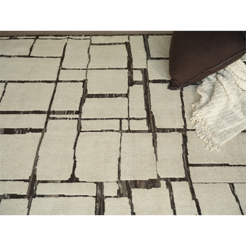 Mojave Hand-Knotted New Zealand Wool Ivory/Espresso 10'x14' Area Rug