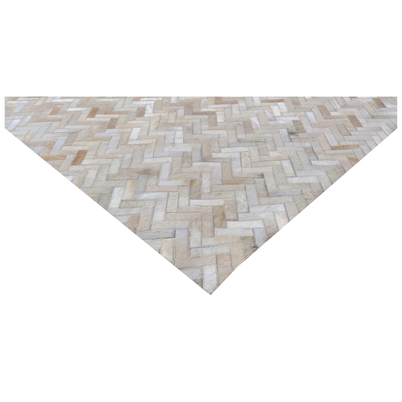 Mosaic Leather Hand-Tufted Leather Hide Light Beige 9'6