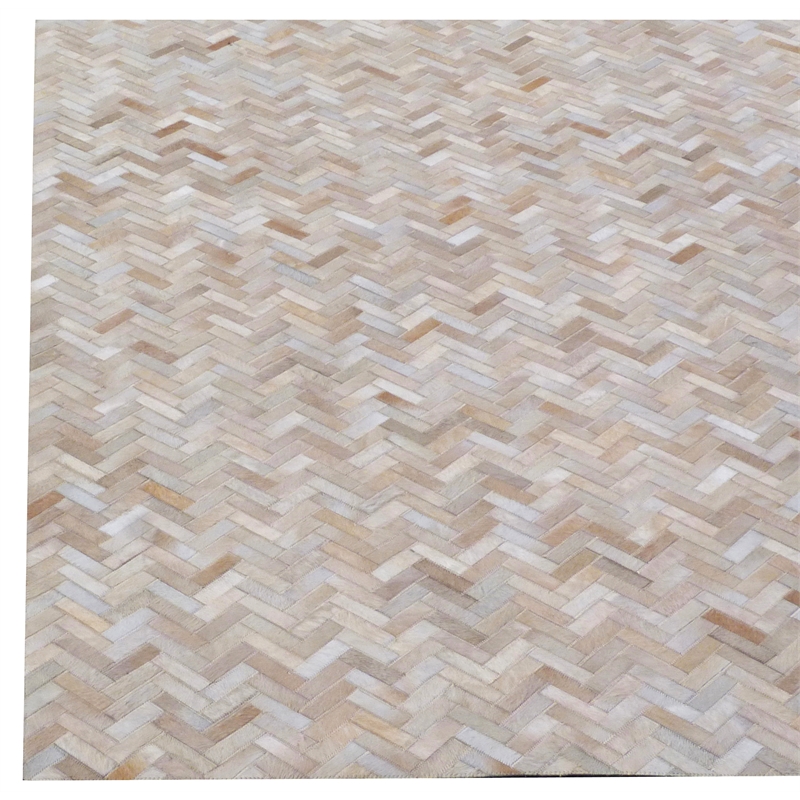 Mosaic Leather Hand-Tufted Leather Hide Light Beige 9'6