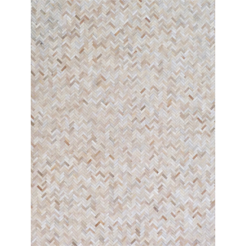 Mosaic Leather Hand-Tufted Leather Hide Light Beige 9'6